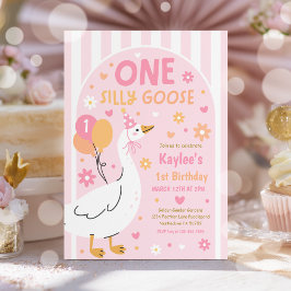 Invitación One Silly Goose 1st Birthday Party Spring Birthday
