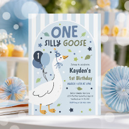 Invitación One Silly Goose 1st Birthday Party Spring Birthday