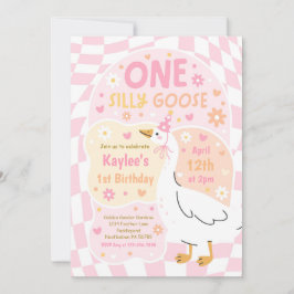 Invitación One Silly Goose 1st Birthday Party Spring Birthday