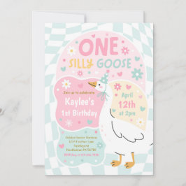 Invitación One Silly Goose 1st Birthday Party Spring Birthday
