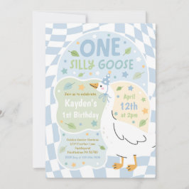 Invitación One Silly Goose 1st Birthday Party Spring Birthday