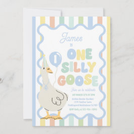 Invitación One Silly Goose 1st Birthday Party Spring Birthday