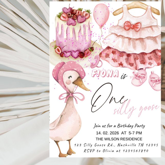 Invitación One Silly Goose 1st Birthday- Valentine Baby Girl  (Subido por el creador)