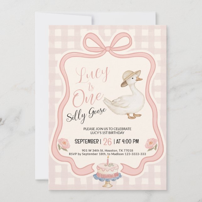 Invitación One Silly Goose Birthday Invitation (Anverso)