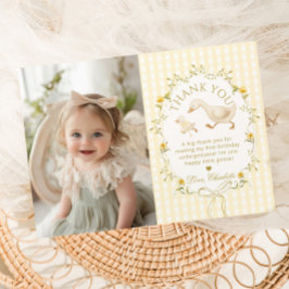 Invitación One Silly Goose Birthday Photo Thank you card