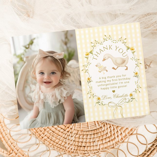 Invitación One Silly Goose Birthday Photo Thank you card (Subido por el creador)