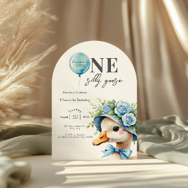 Invitación One Silly Goose Boy 1st Birthday  Invitation
