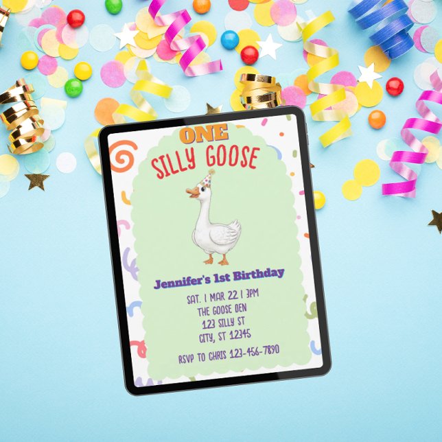 Invitación ONE Silly Goose, Colorful 1st Birthday (Subido por el creador)