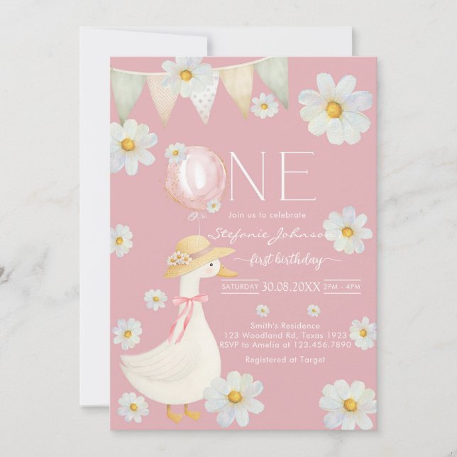 Invitación ONE Silly Goose First Birthday Invitation (Anverso)