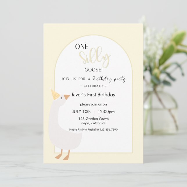 Invitación One Silly Goose First Birthday Invitation (Anverso de pie)
