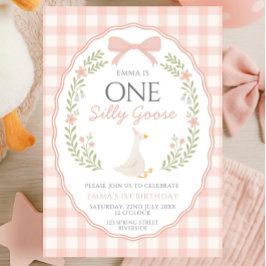 Invitación One Silly Goose First Birthday Invitation, Editabl