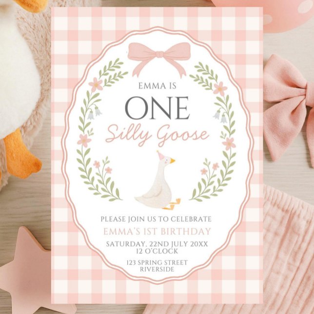 Invitación One Silly Goose First Birthday Invitation, Editabl (Subido por el creador)