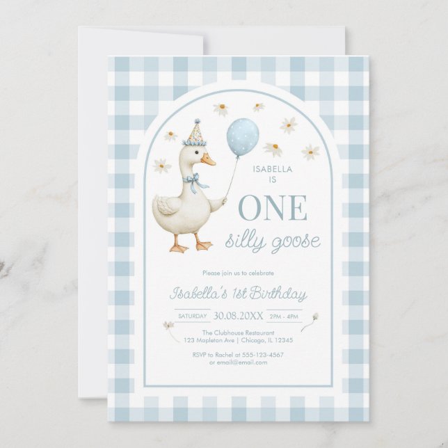 Invitación One Silly Goose Girl 1st Birthday Party Invitation (Anverso)