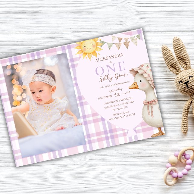 Invitación One Silly Goose Girl 1st Birthday Party Photo (Subido por el creador)