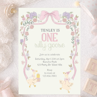 Invitación One Silly Goose, Goose Party, First Birthday 
