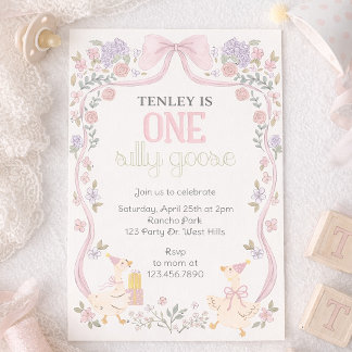 Invitación One Silly Goose, Goose Party, First Birthday 