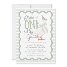 One Silly Goose Green Bow 1st Birthday