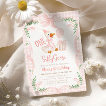 One Silly Goose Pink Bow Floral 1st Birthday