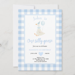 Invitación One Silly Goose Spring Blue First Birthday Party