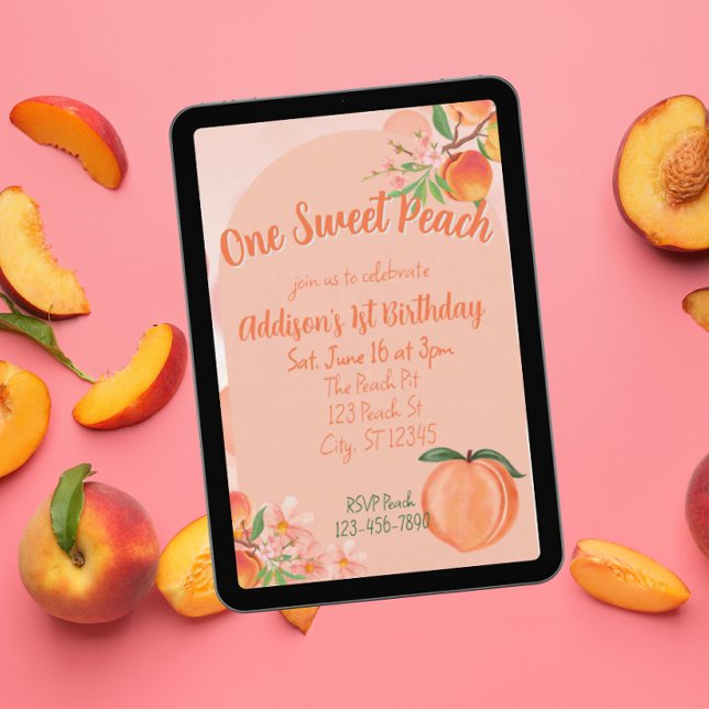 Invitación One Sweet Peach, 1st Birthday (Subido por el creador)