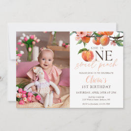 Invitación One Sweet Peach 1st Birthday Photo