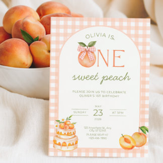 Invitación One Sweet Peach Birthday Invitation Girl 1st