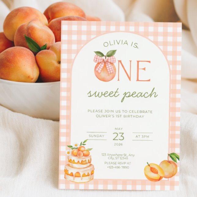 Invitación One Sweet Peach Birthday Invitation Girl 1st (Subido por el creador)