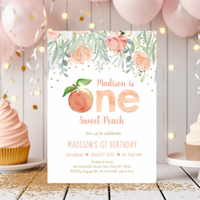 Invitación One Sweet Peach Girl First Birthday (Subido por el creador)