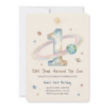 One Year Around The Sun 1st Birthday Invitation