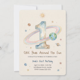 Invitación One Year Around The Sun 1st Birthday Invitation