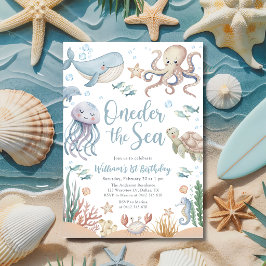 Invitación Oneder El Mar Animales del Océano 1er Cumpleaños