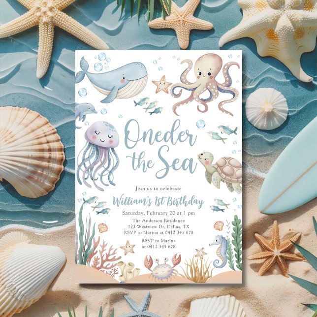 Invitación Oneder El Mar Animales del Océano 1er Cumpleaños (Subido por el creador)