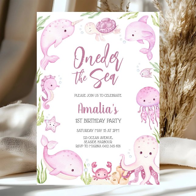Invitación Oneder el Mar Animales del Océano 1er Cumpleaños  (Subido por el creador)