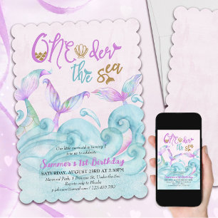 Invitación Oneder el Mar Sirenita Cumpleaños 1er