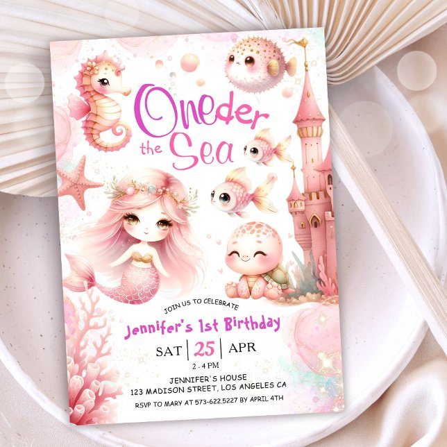 Invitación Oneder The Sea 1er cumpleaños Chica océano íntimo (Subido por el creador)