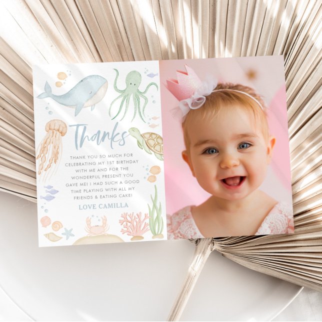 Invitación Oneder The Sea 1er Cumpleaños Ocean (Tarjeta de ag (Subido por el creador)