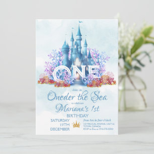 Invitación Oneder The Sea 1er cumpleaños Sirena