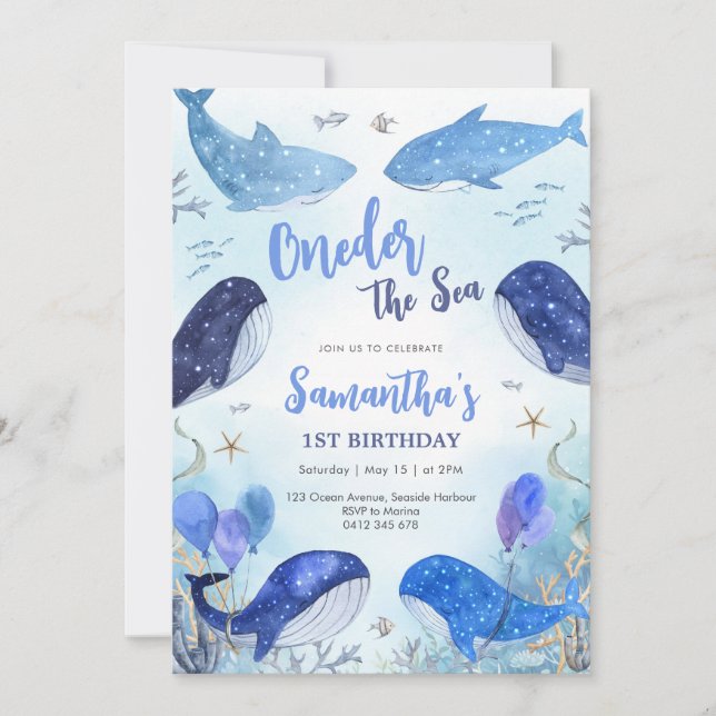 Invitación Oneder The Sea 1st Birthday Invitation (Anverso)