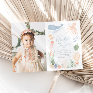 Invitación Oneder the Sea 1st Birthday Photo