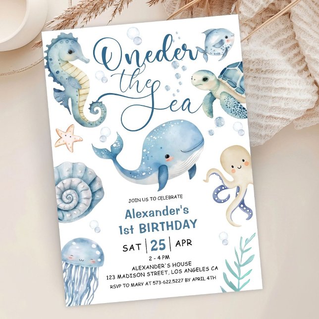 Invitación ONEder The Sea Boy Primer cumpleaños Cute océano a (Subido por el creador)