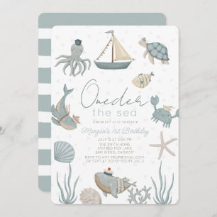 Invitación Oneder the Sea Creations Blue Boy Primer cumpleaño