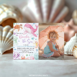 Invitación Oneder The Sea Cute Ocean Animals Foto De Cumpleañ