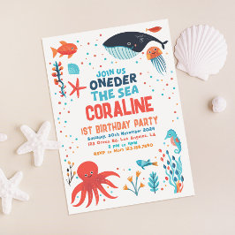 Invitación Oneder The Sea First Birday Invitation