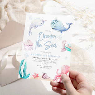 Invitación Oneder The Sea First Birthday Under the Sea