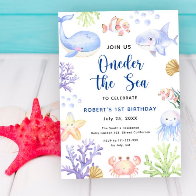 Invitación Oneder The Sea First Birthday Under the Sea (Subido por el creador)