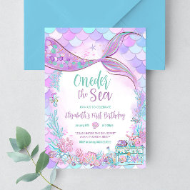 Invitación Oneder the Sea Little Mermaid First Birthday