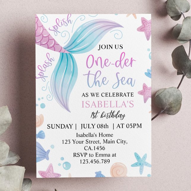 Invitación Oneder The Sea Mermaid 1er cumpleaños (Subido por el creador)