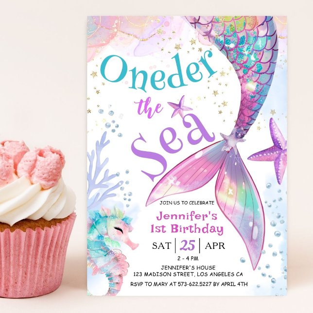 Invitación Oneder The Sea Mermaid 1er cumpleaños (Subido por el creador)