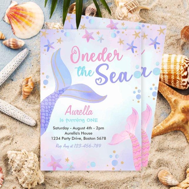 Invitación Oneder The Sea Mermaid Chica Primer Fiesta de cump (Subido por el creador)
