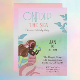 Invitación Oneder the Sea Mermaid First Birday